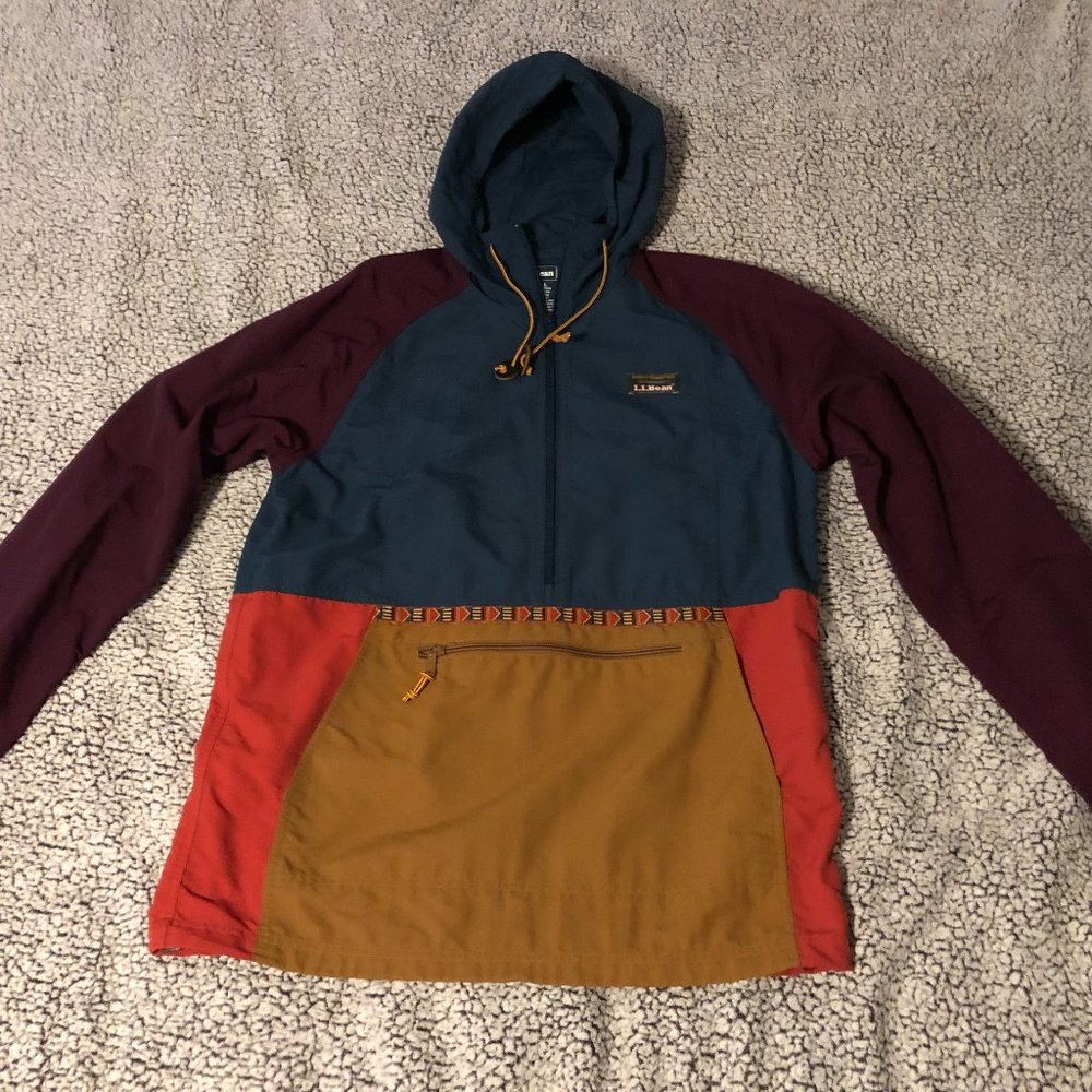 LL Bean Size Med Tall Men's Mountain Classic Anorak, Multi-Color